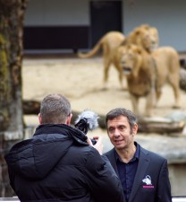 Zoodirektor Dr. Thomas Kölpin bei der Vorstellung der neuen Löwen. (Bild: Thomas Krytzner)